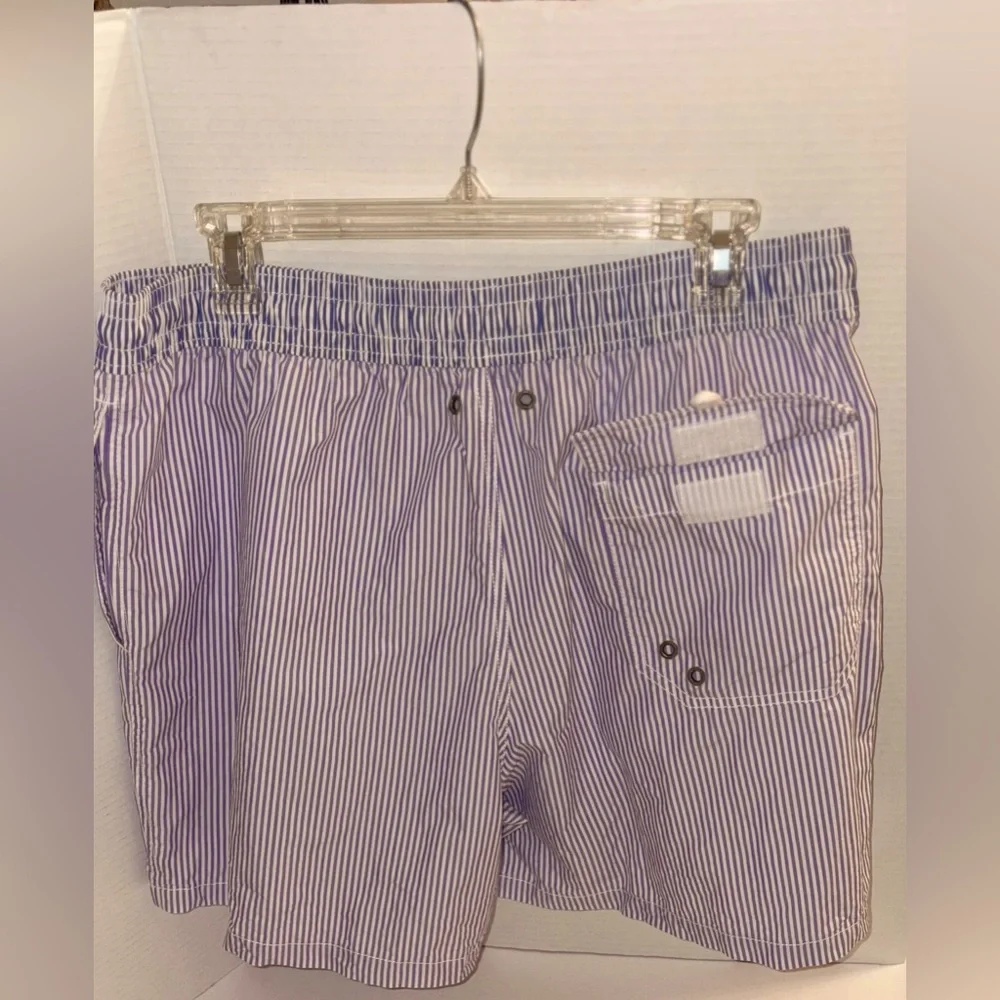 Ralph Lauren Men’s Draw String Swim Trunk Lavender & contrasting Blue stripe L